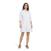 Chaps Women's Dress - Casual Button Tab Long Sleeve Ruffle Hem Dress (XS-XXL)